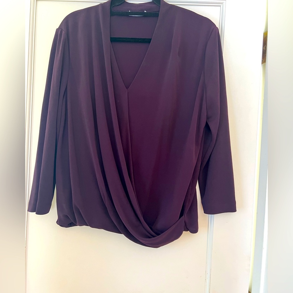 MM LaFleur Deneuve wrap style blouse